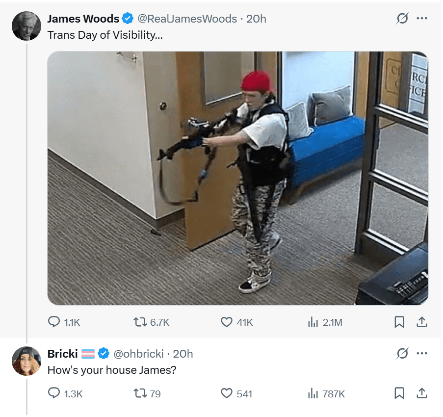 oods transphobic tweet and brickis response.